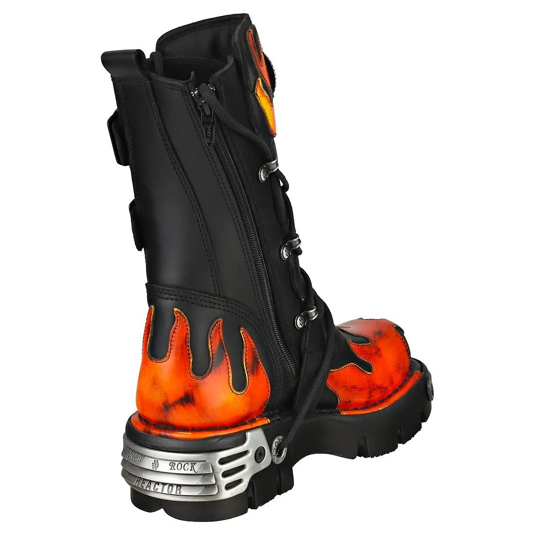 Черевики New Rock Reactor Black Pulik Fire Buckles Шкіряні Metallic Flames Black M.591-S16, фото №2