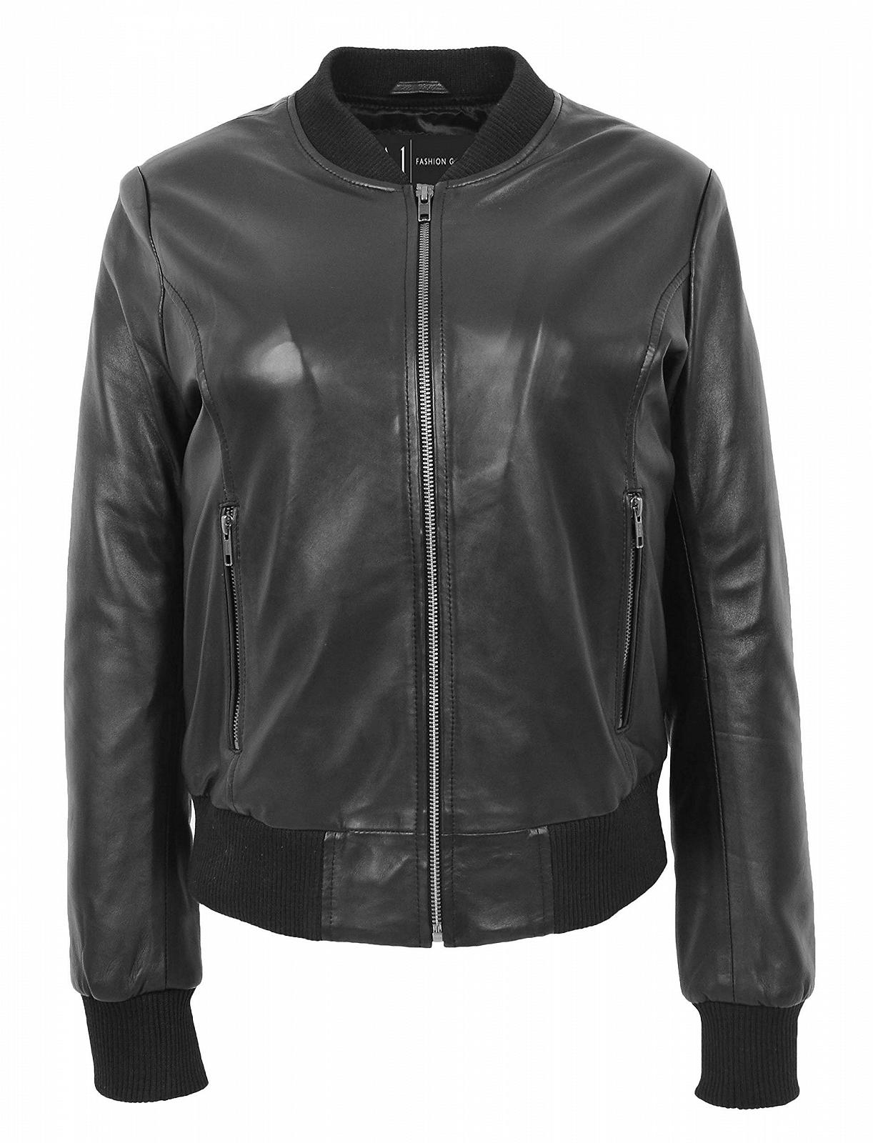 Бомбер A1 FASHION GOODS Varsity Joy Женская Мягкая Черная Кожаная Куртка Повседневная На Молнии, фото №3