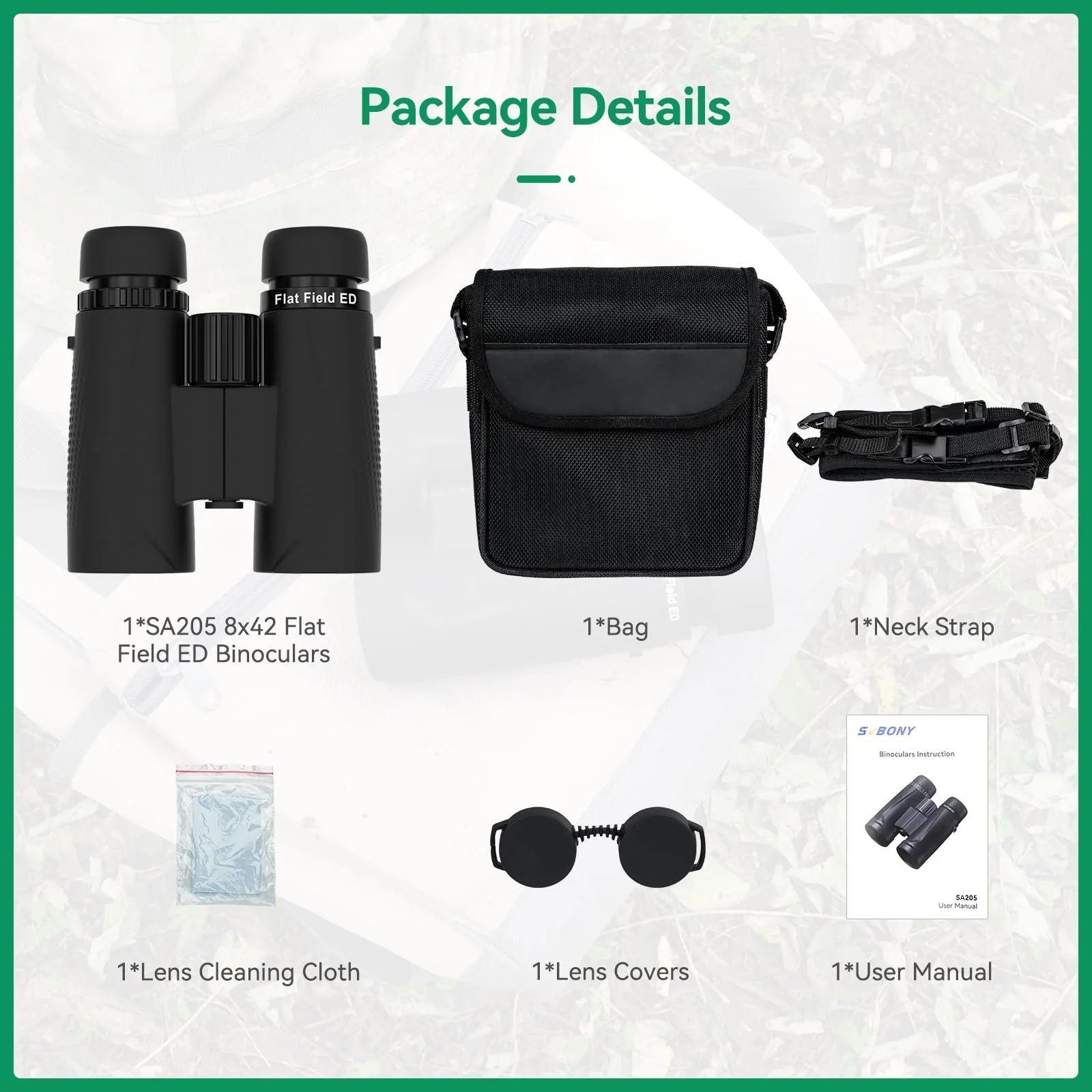 Бінокль Svbony SA205 8x42 ED Flat Field Correction Bak4 FMC, фото №9