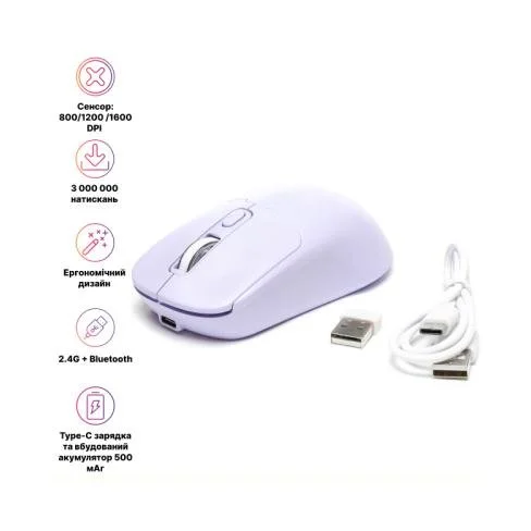 Мышка Hölmer MW-02OF Wireless/Bluetooth Purple (MW-02OF), фото №1