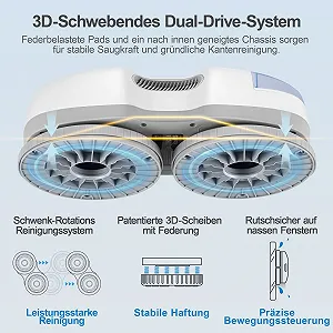 Робот для мойки окон HUTT S7 Plus, аккумулятор съемный (около 60 мин уборки), 5500 Па, 3D плавающий двойной привод, бак 80 мл synthetic.ua - Фото 1