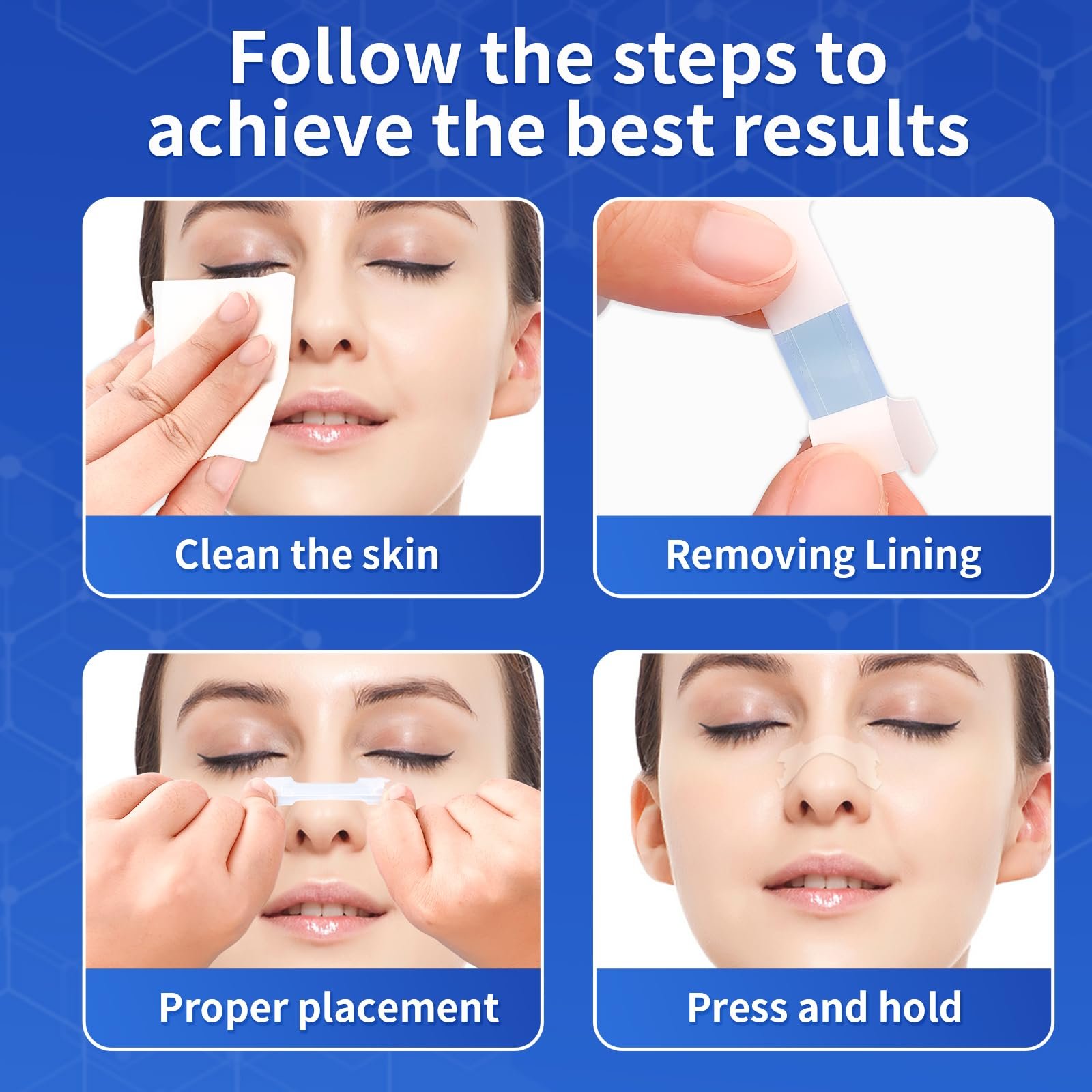 Пластыри на нос CNMTCCO, Чрезвычайно прочные плдля лучшего дыхания, облегчение заложенности носа через насморк и аллергию, улучшение сна (Прозрачные, 50 штук, 55 x 16 мм), фото №5