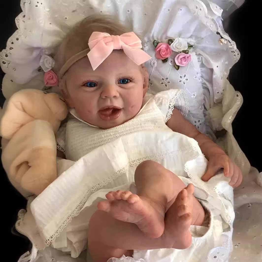 Кукла Реборн OHIJGN 22 дюйма, реалистичная , милая девочка с мягким телом, новорожденная Реборн, выглядит как настоящий ребенок, ручной работы для детских подарков, фото №3