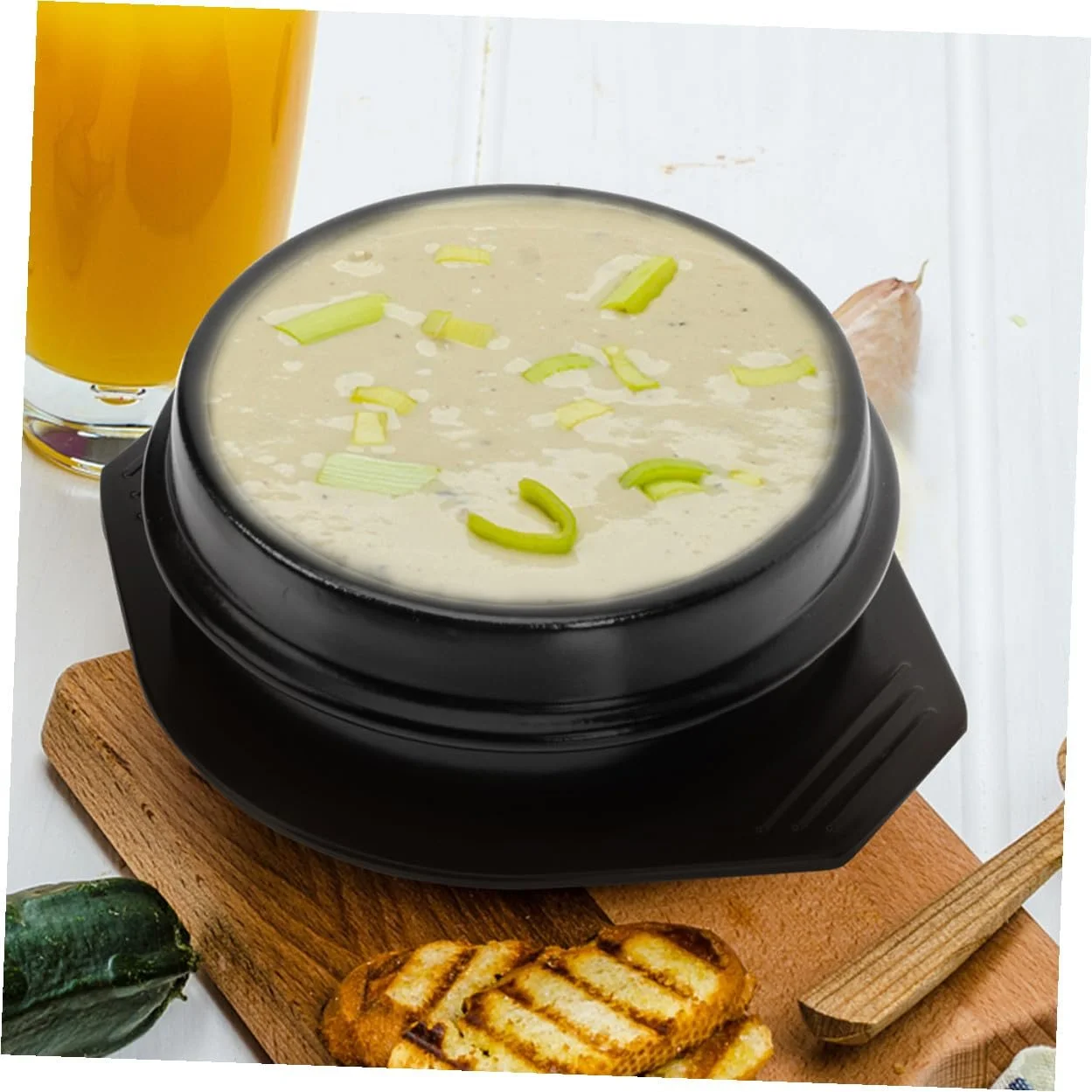 Горщик для запікання BESPORTBLE Керамічний Круглий для бібімбапу з підставкою, фото №4