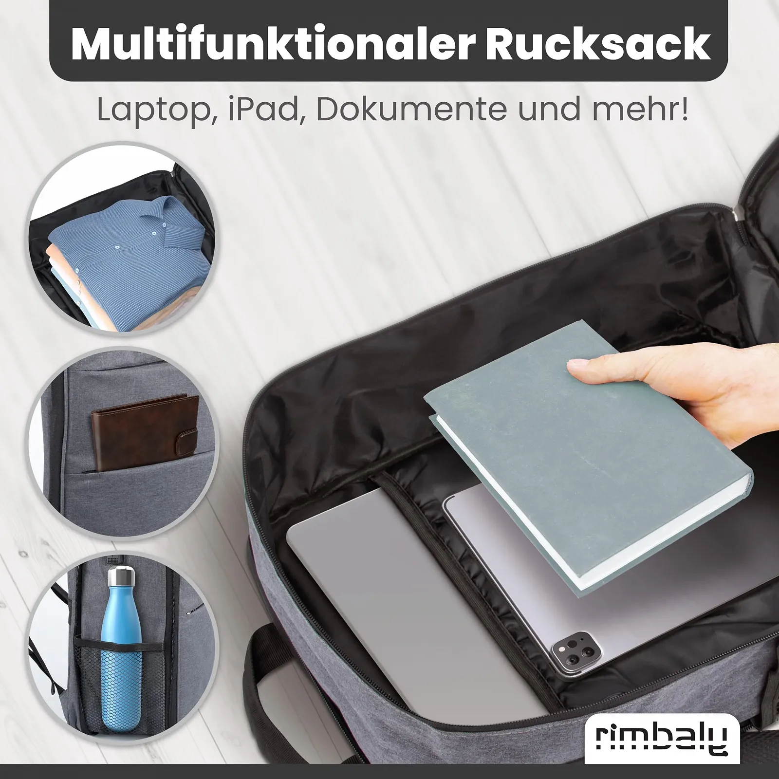 Рюкзак для ноутбука Water Resistant Shockproof USB Port Expandable Anthracite, фото №5 Рюкзак для ноутбука Water Resistant Shockproof USB Port Expandable Anthracite, фото №5