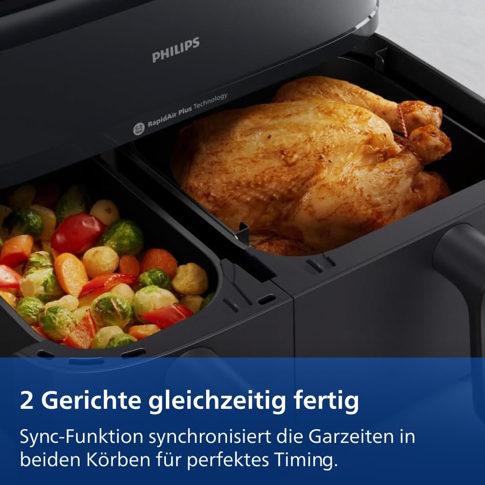 Мультипіч Philips 5000 Series NA550/00 з функцією пароварки 2 кошики 9 л (3 л+6 л) RapidAir Plus, фото №9 Мультипіч Philips 5000 Series NA550/00 з функцією пароварки 2 кошики 9 л (3 л+6 л) RapidAir Plus, фото №9