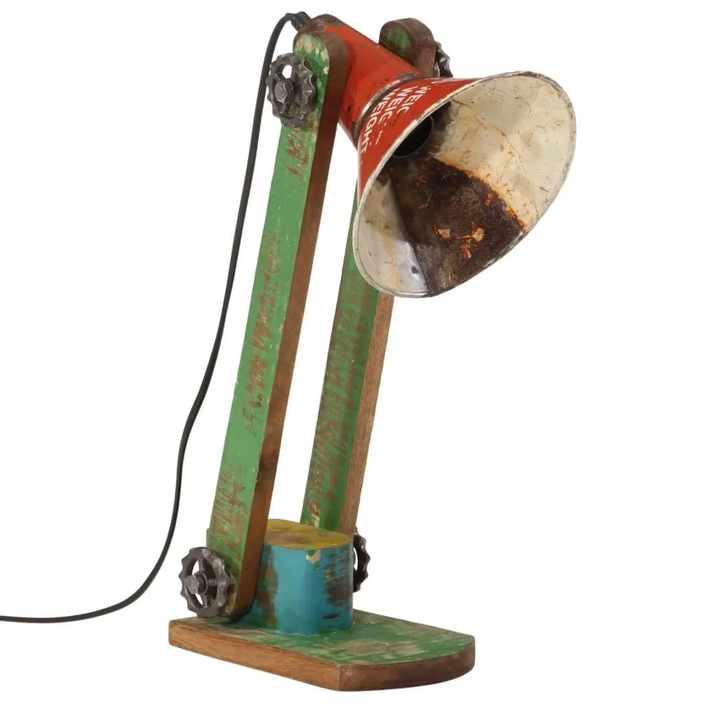 Настільна лампа vidaXL E27 25 Вт Iron Solid Wood Multicolor, фото №8