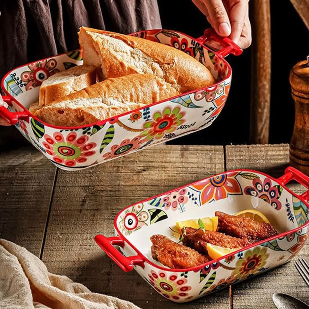 Форма для запекания керамическая прямоугольная с двойными ручками 850 мл, фото №4