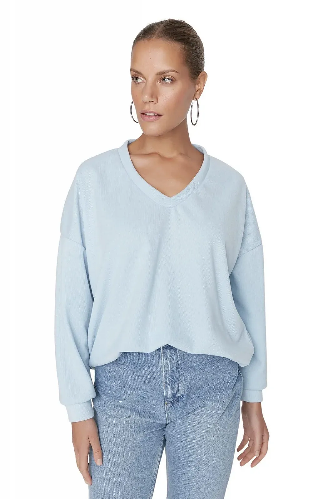 Жіночий світшот TRENDYOL Oversize з V-подібним вирізом, фото №1