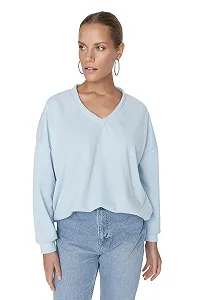 Женский свитшот TRENDYOL Oversize с V-образным вырезом - Фото 1