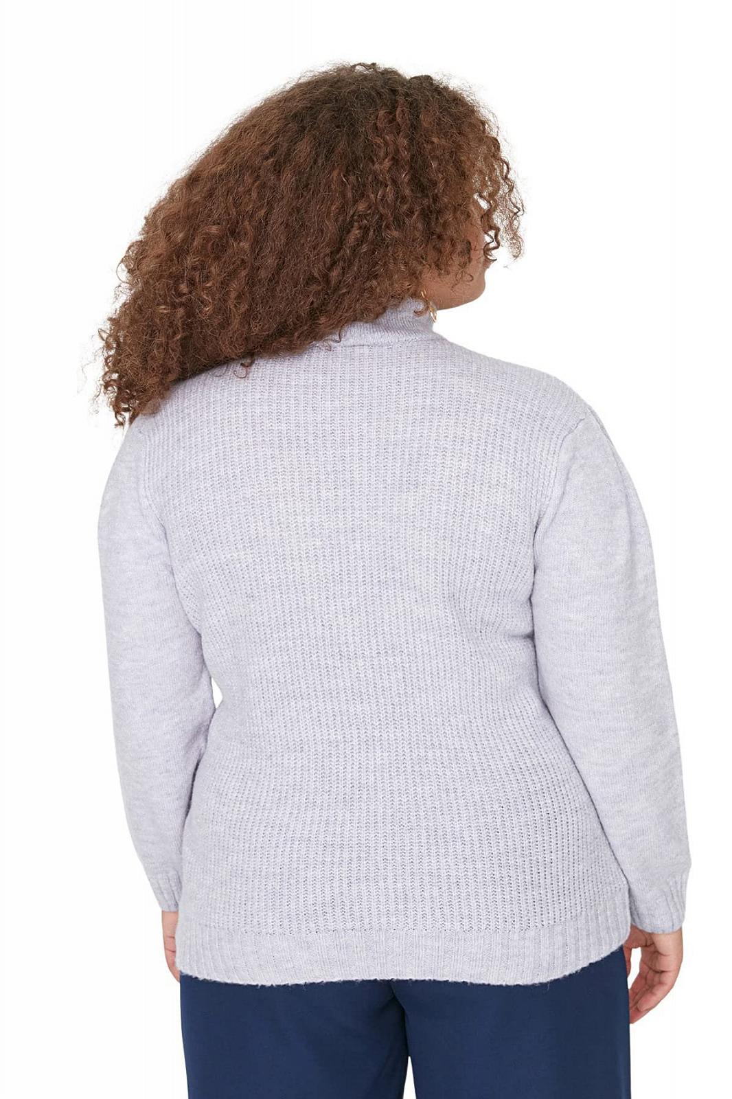 Женский свитшот с высокой горловиной TRENDYOL Plus Size, однотонный, свободного кроя, фото №5