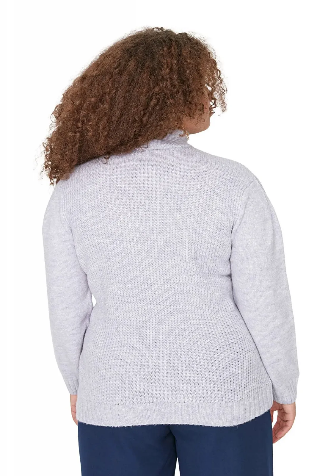 Жіночий світшот з високою горловиною TRENDYOL Plus Size, однотонний, вільного крою, фото №5