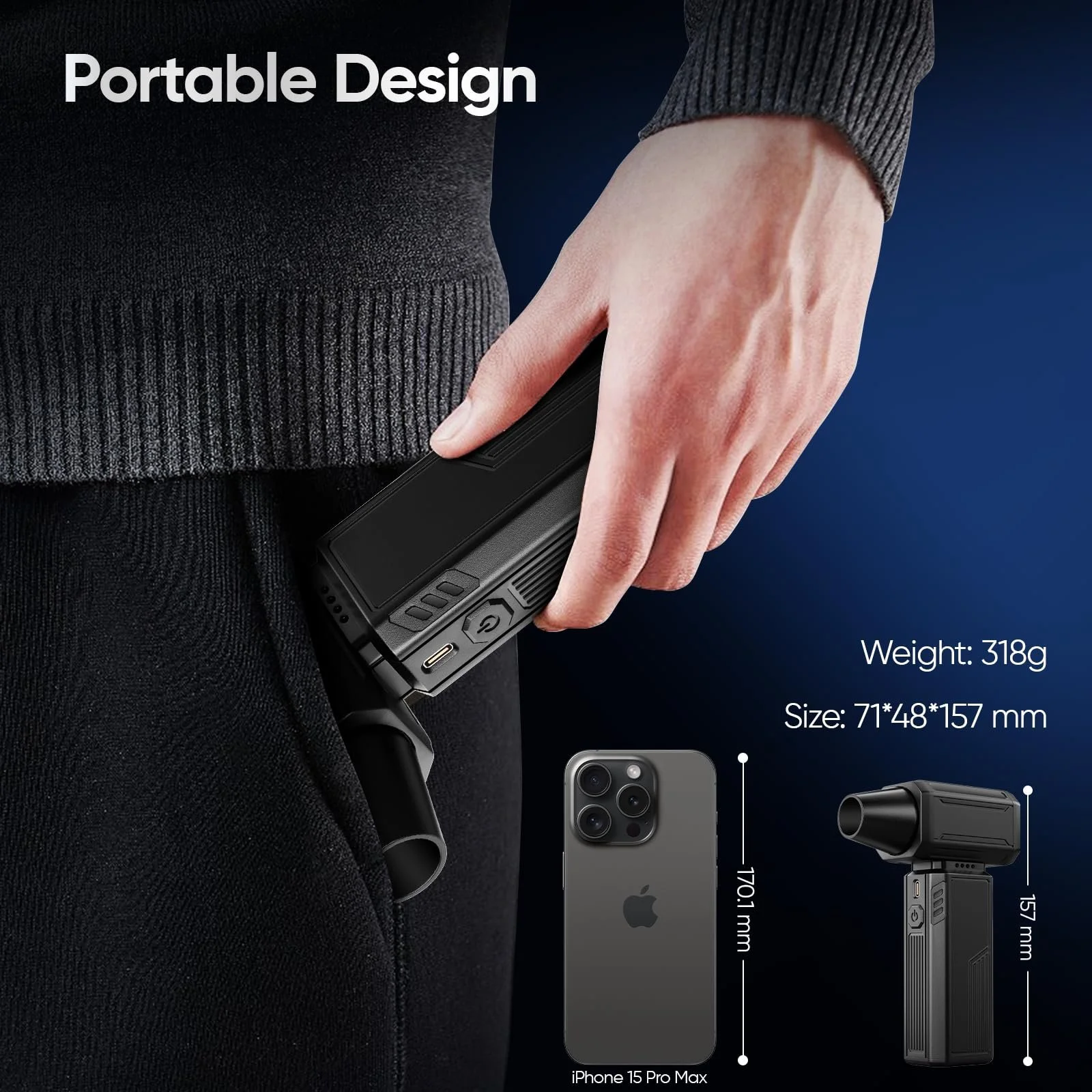 Електричний повітродувка iHomara 130000 RPM 6000mAh, фото №6 Електричний повітродувка iHomara 130000 RPM 6000mAh, фото №6