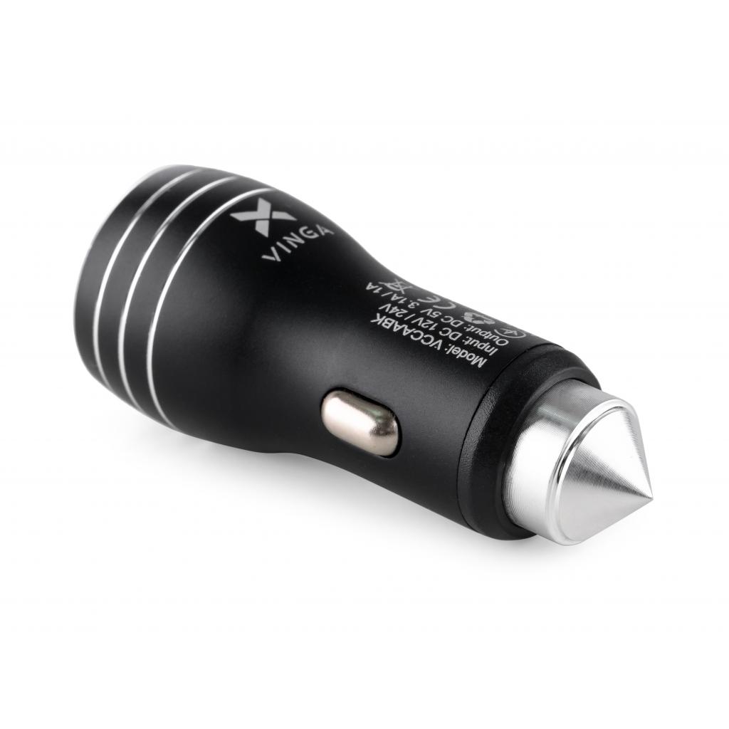Автомобильное зарядное устройство Vinga Dual USB Car Charger aluminium 15.5W Max  VCCAABK, фото №2
