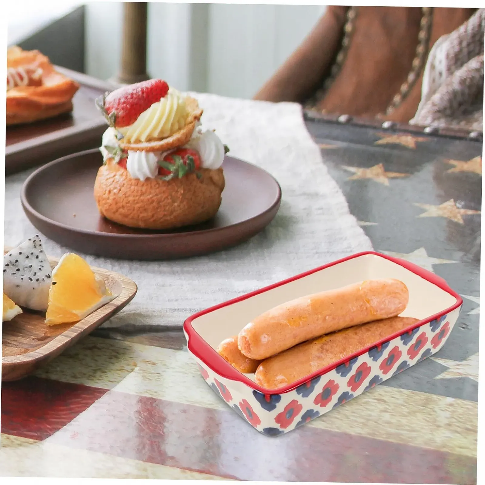 Форма для запекания Gatuida Керамическая Прямоугольная с двойными ручками Термостойкая, фото №3