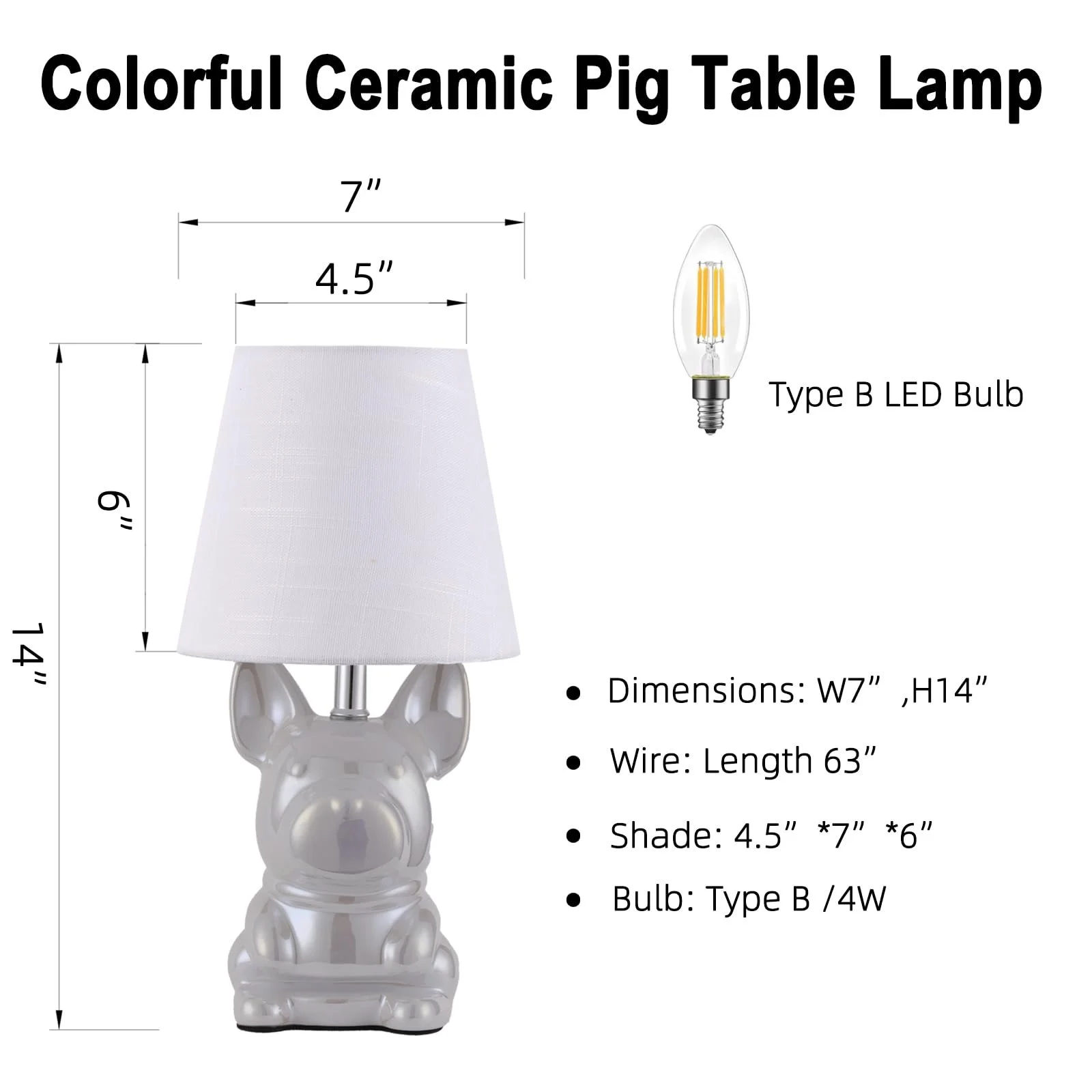 Настільна лампа Ceramic Puppy Linen Fabric Shade Pink, фото №3