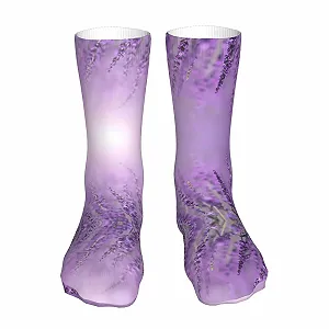 Забавные носки с подсолнухами для женщин и мужчин, мягкие, уютные носки, теплые зимние носки средней длины, романтическая фиолетовая лаванда - Фото 1