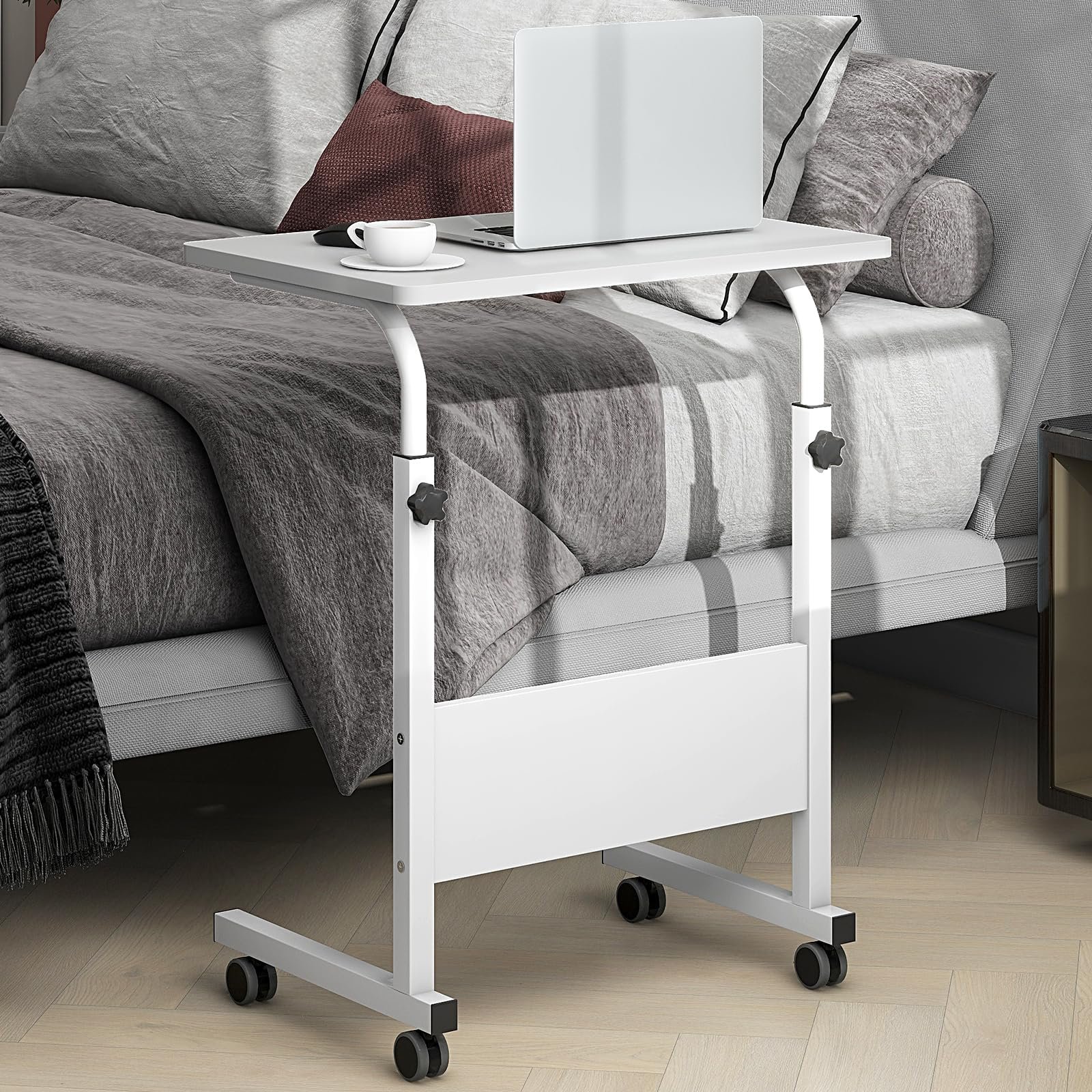 Столик для ноутбука SogesHome Регулируемый по высоте компьютерный столик на колесиках для кровати дивана больницы уход чтение еда, фото №3