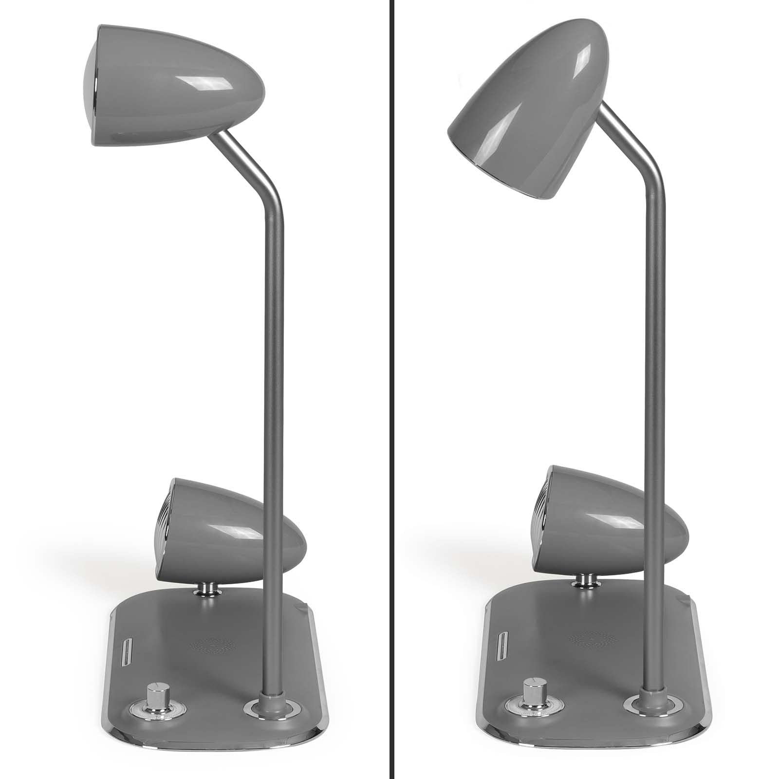 Настільна лампа LED Dimmable Induction Charging Bluetooth Speaker Wireless Charger Qi Grey, фото №5