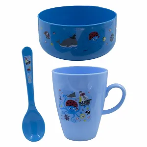 Набор детской посуды Pirates World (3 предмета): чашка, миска, ложка, дизайн Pirate World - Фото 1