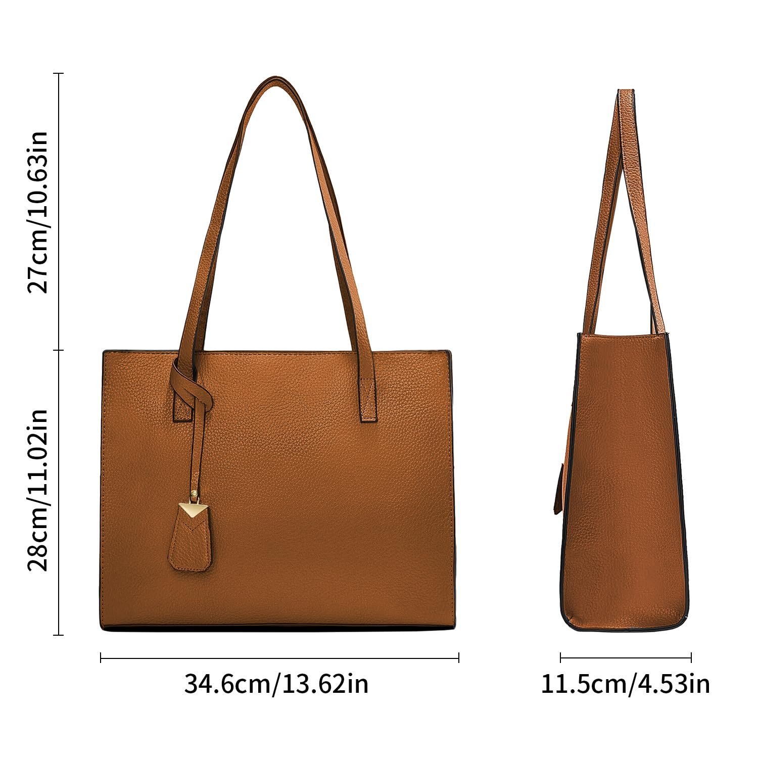 Сумка-тоут женская из искусственной кожи CCKUU, однотонная, с ручками сверху для работы, учебы и шоппинга, фото №5