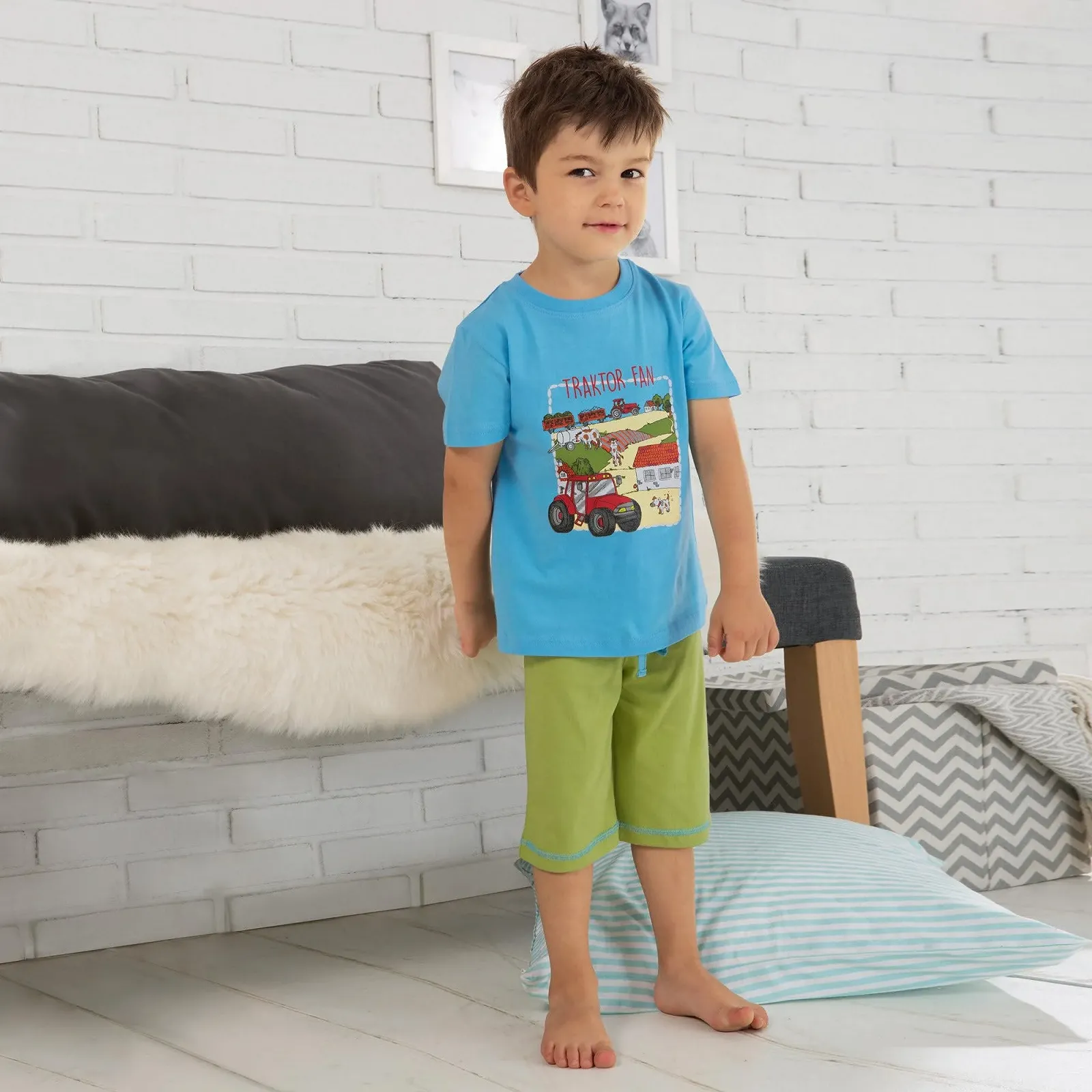 Дитяча піжама Erwin Müller Шорти Ферма Трактор Одношаровий трикотаж 100% бавовна, фото №3