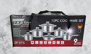 Набор посуды из нержавеющей стали Zepline ZP 075 стильной 12 предметов synthetic.ua - Фото 1