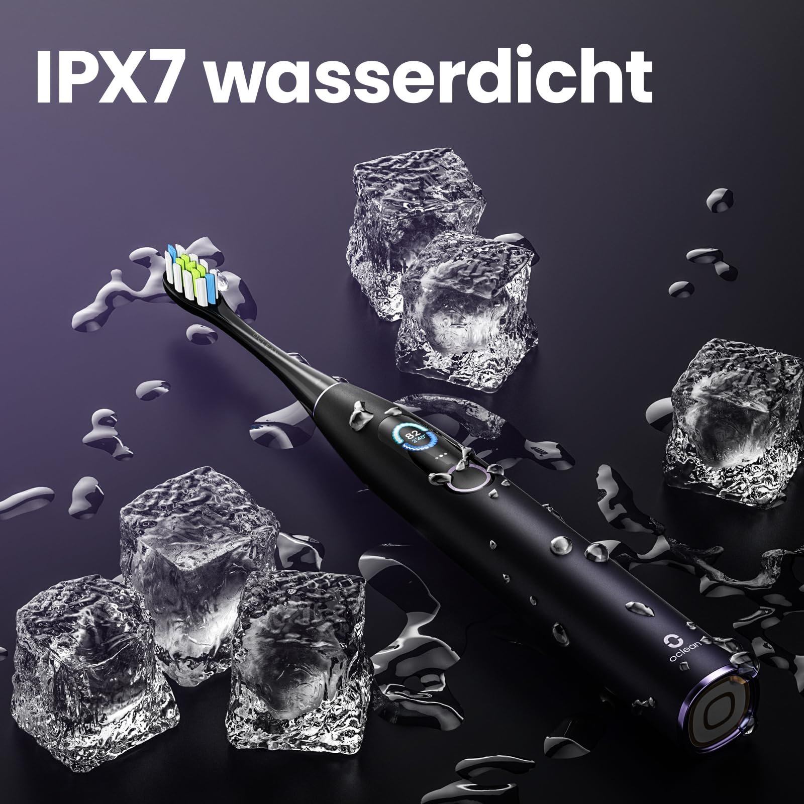 Електрична звукова зубна щітка Oclean X Pro Кольоровий дисплей 3 режими 32 інтенсивності Темно-фіолетова, фото №6