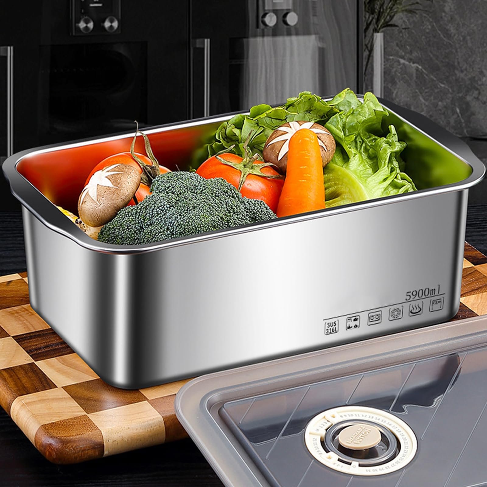 Набір ємностей для зберігання Stainless Steel 316 5900 мл з кришкою та 2 багаторазовими пакетами для заморожування, фото №6 Набір ємностей для зберігання Stainless Steel 316 5900 мл з кришкою та 2 багаторазовими пакетами для заморожування, фото №6
