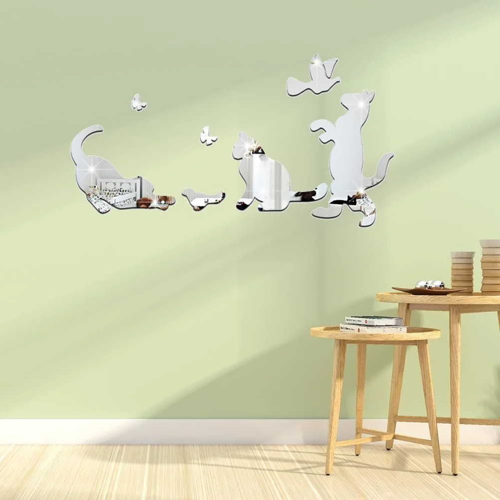 Наклейка на стіну Vosarea Mirror Cat акрилова срібляста, фото №7 Наклейка на стіну Vosarea Mirror Cat акрилова срібляста, фото №7