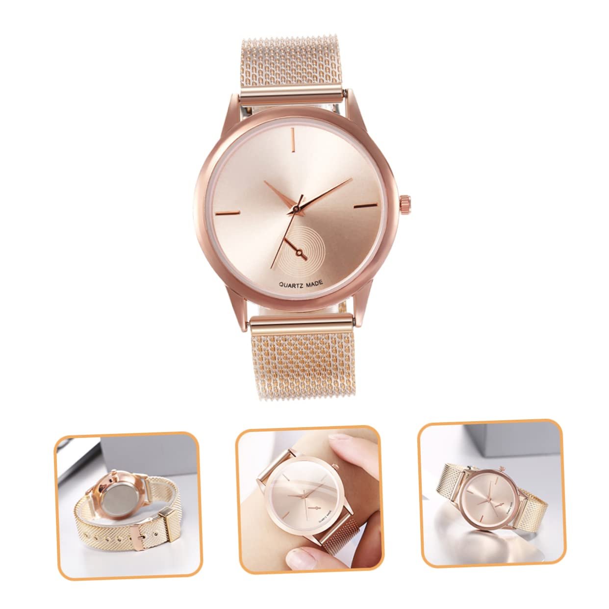 Часы кварцевые LIFKOME Женские Изящные Повседневные Деловые Часы для Девушек Ажурные Часы из Сплава Женские Часы Обычное Стеклянное Зеркало, золотой, Браслет, фото №7