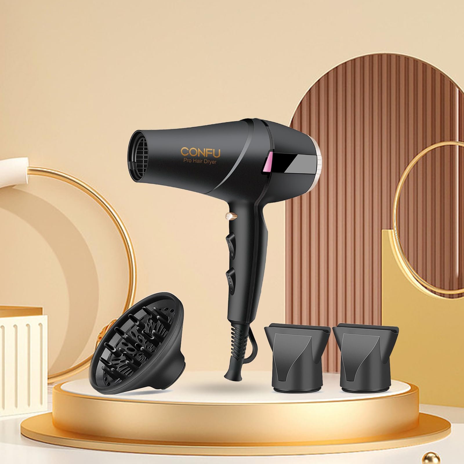Фен Confu Ionic Salon Professional, 2300 Вт, чорний, фото №7