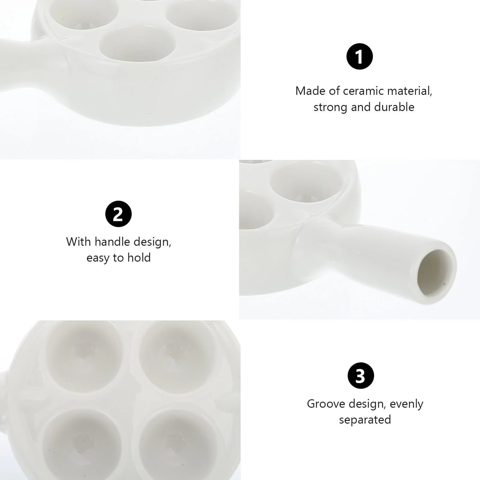 Форма для запікання равликів VALICLUD Керамічна З ручкою Біла, фото №3