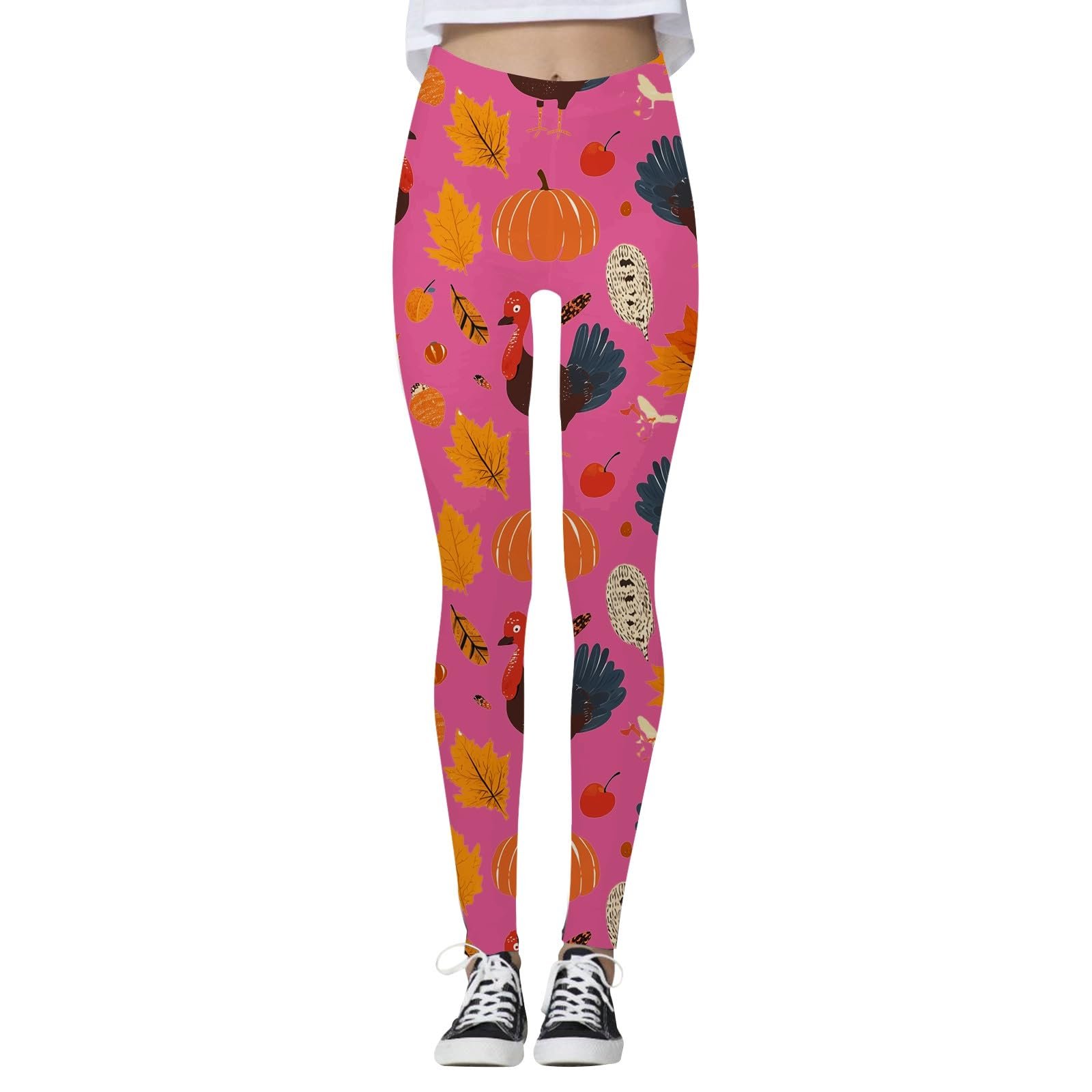 Леггинсы Спортивные Generisch 32 Thanksgiving Turkey Pumpkin Maple Print с высокой талиейДля женщин, фото №2