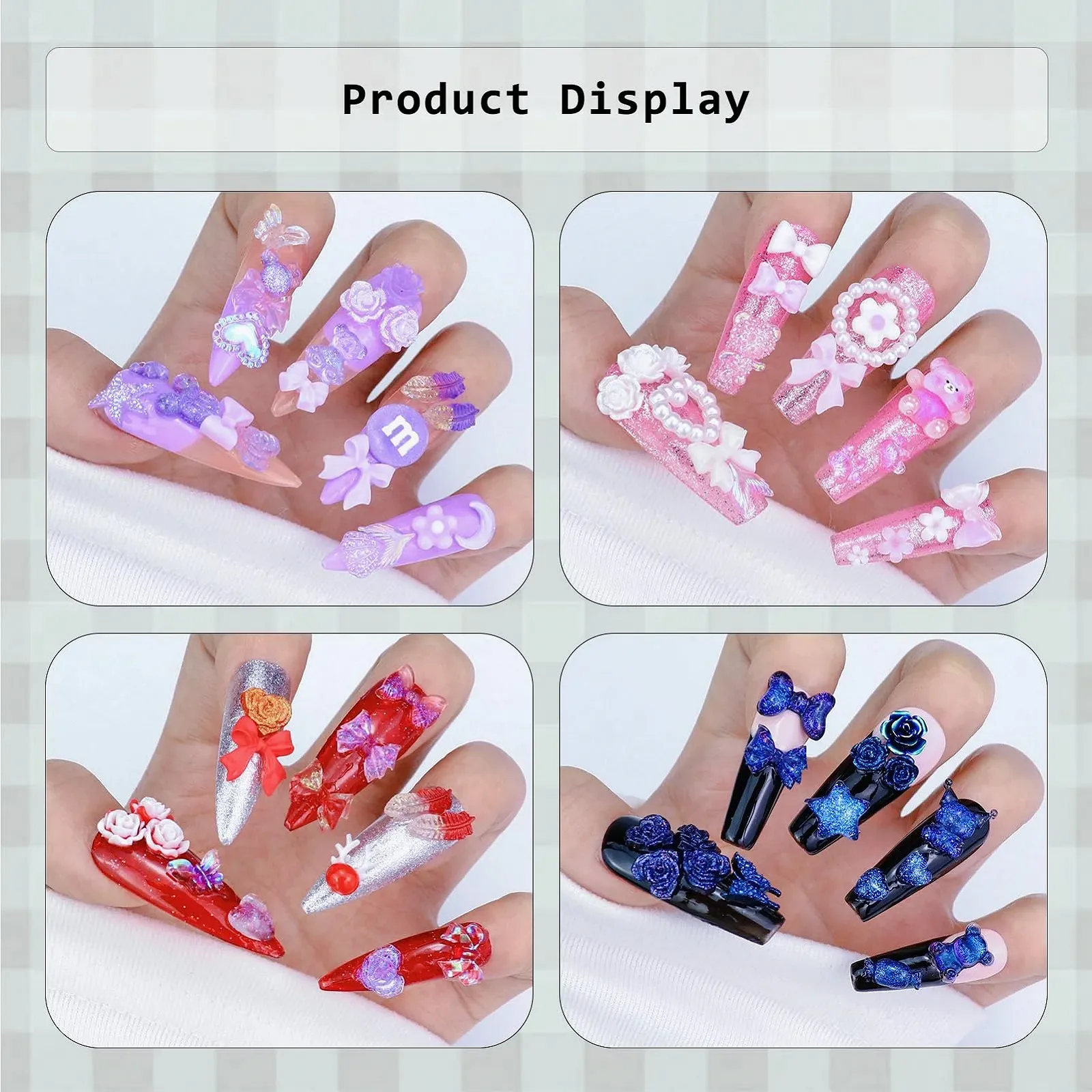 3D Подвески для ногтей Цветы банты Сердце Звезда Y2K 320 шт, фото №5