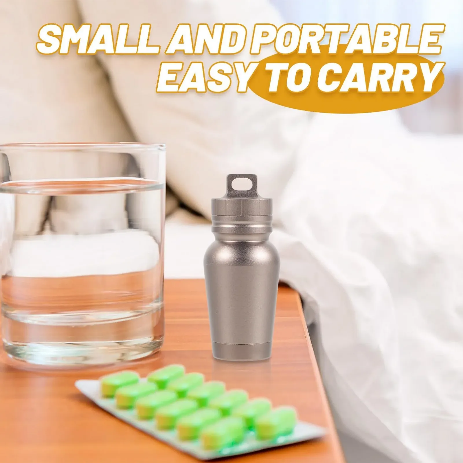 Органайзер для таблеток BESPORTBLE, 1 шт., скляний сплав, брелок, контейнер, фото №7