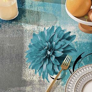 Скатертина Retro Turquoise Grey Flower Farmhouse Rustic Oil Painting Washable 85 x 85 см synthetic.ua - Фото 1