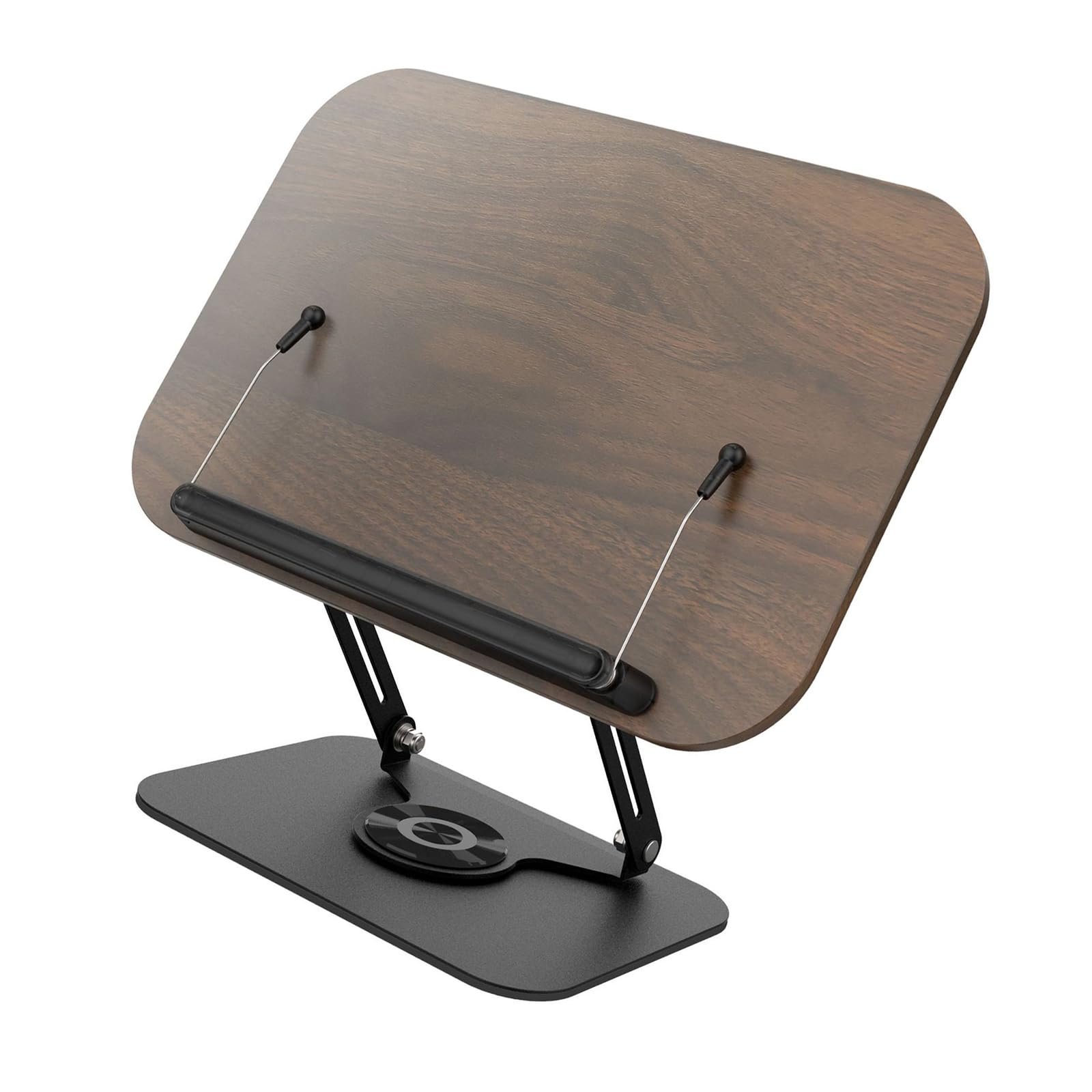 Подставка для ноутбука регулируемая складная, вращающаяся на 360 градусов подставка для чтения с пружинным зажимом для ноутбуков, планшетов, фото №7