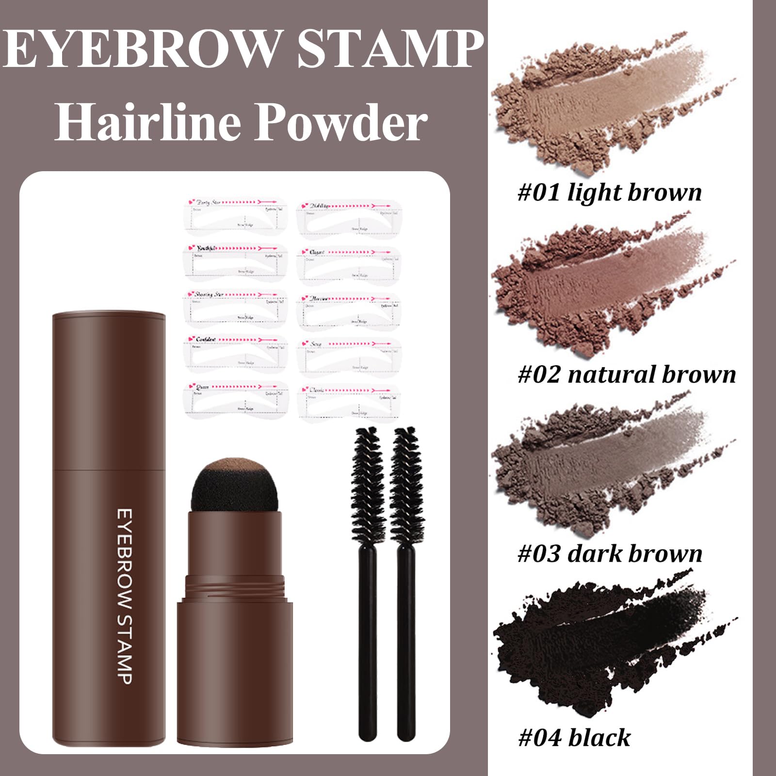 Набір для брів Eyebrow Stamp Kit Пудра Довготривала з 10 багаторазовими трафаретами для ідеального макіяжу брів, фото №2