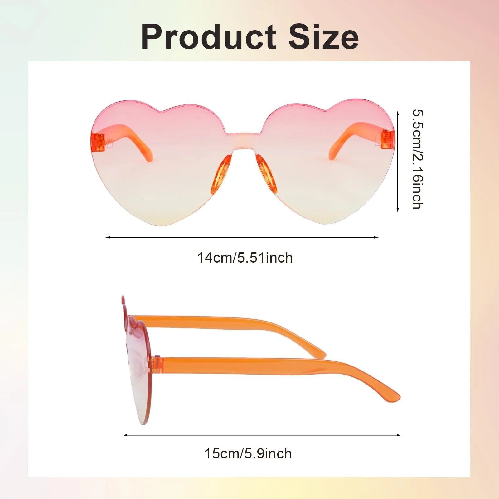 Сонцезахисні окуляри Zythrem у формі зірки та серця, кольорові, 16 штук, фото №2