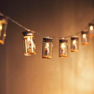 Гирлянда Lights4fun Хэллоуин 10 LED Привидение в бутылке для помещения на батарейках с таймером synthetic.ua - Фото 1