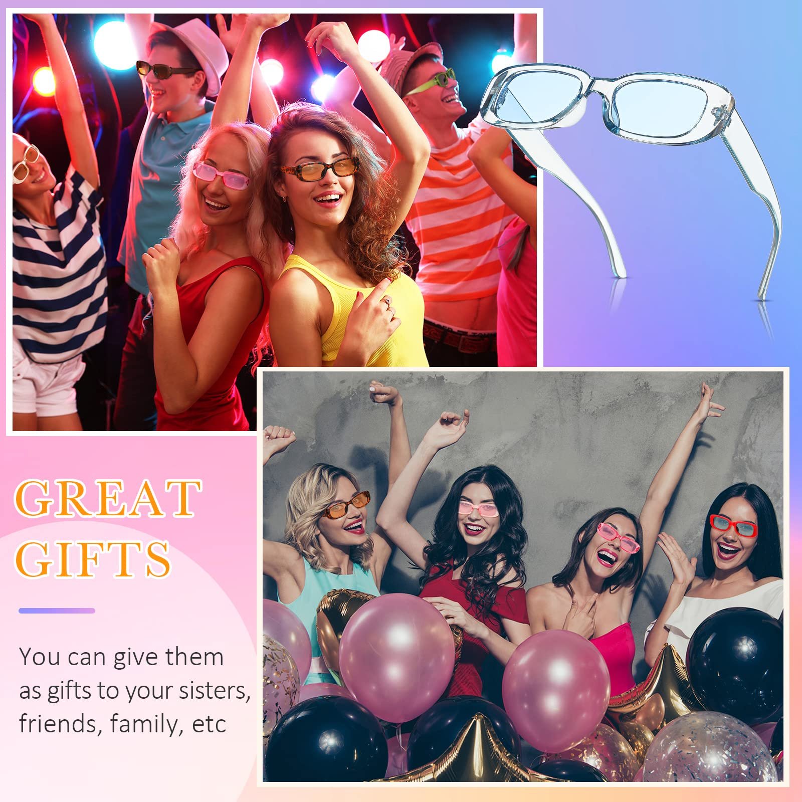 Солнцезащитные очки Fiada прямоугольные, 12 пар, Ретро, квадратные, Стильный цвет, фото №6