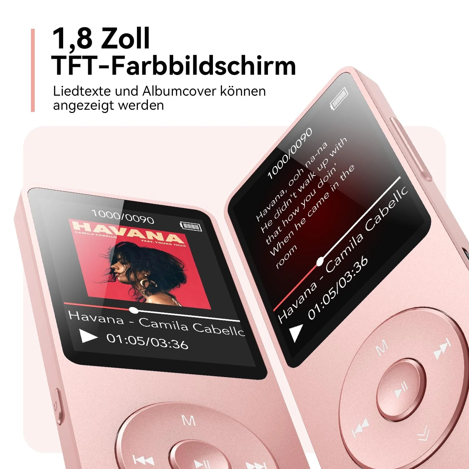 MP3-плеєр AGPTEK 64 ГБ Bluetooth 5.3 з динаміком, 40 годин автономної роботи, маленький і класичний спортивний MP3 з екраном 1,8 дюйма, FM-радіо (без навушників), TF-карта до 128 ГБ, рожевий, фото №9
