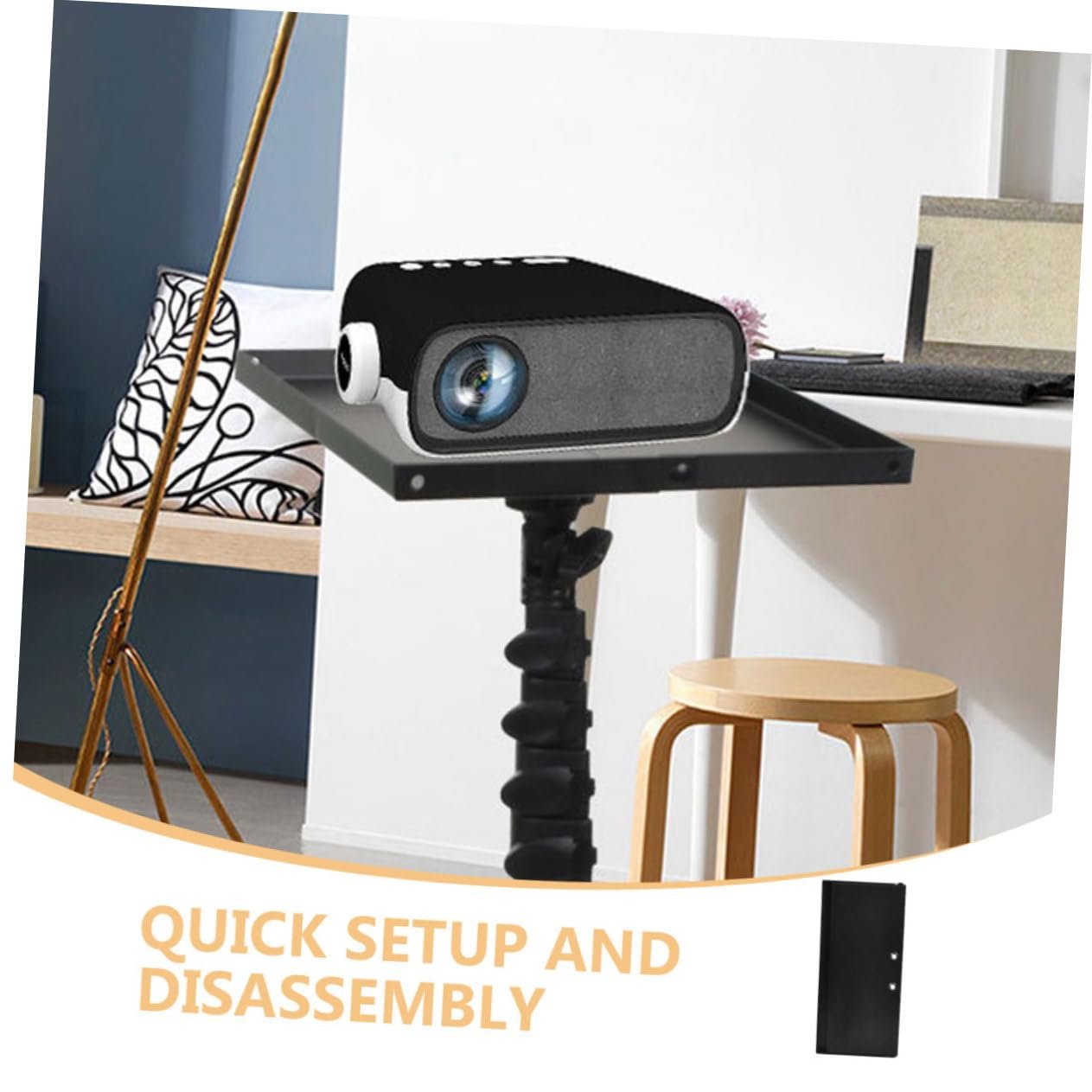 Стойка для проектора Veemoon с металлической полкой Портативный держатель для ноутбука, устойчивая подставка из металла Держатель для проектора Дополнительная полка, фото №7