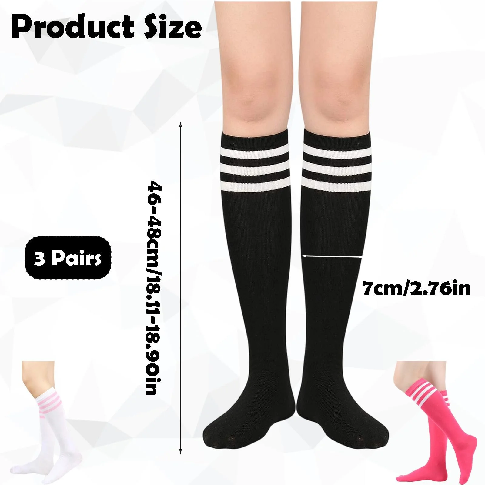 Жіночі гольфи в смужку (3 пари), фото №2