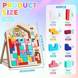 Дерев'яний пазл panemy Tetris Game 40 блоків Montessori synthetic.ua - Фото 1