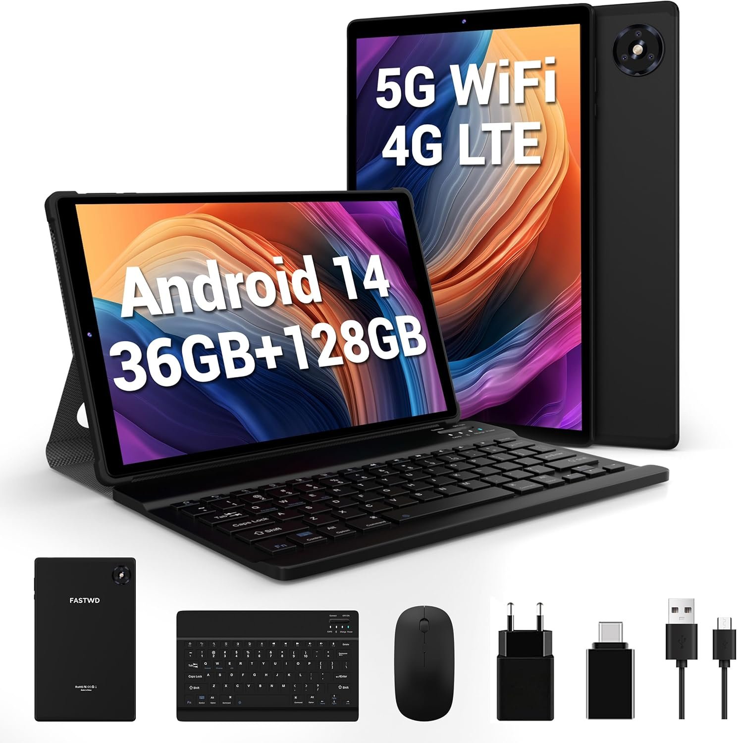 Планшет 10.1" Full HD FASTWD M820 12+24/128GB 4G 2-SIM 8 ядер Android 14 8000 mAh Black, фото №1