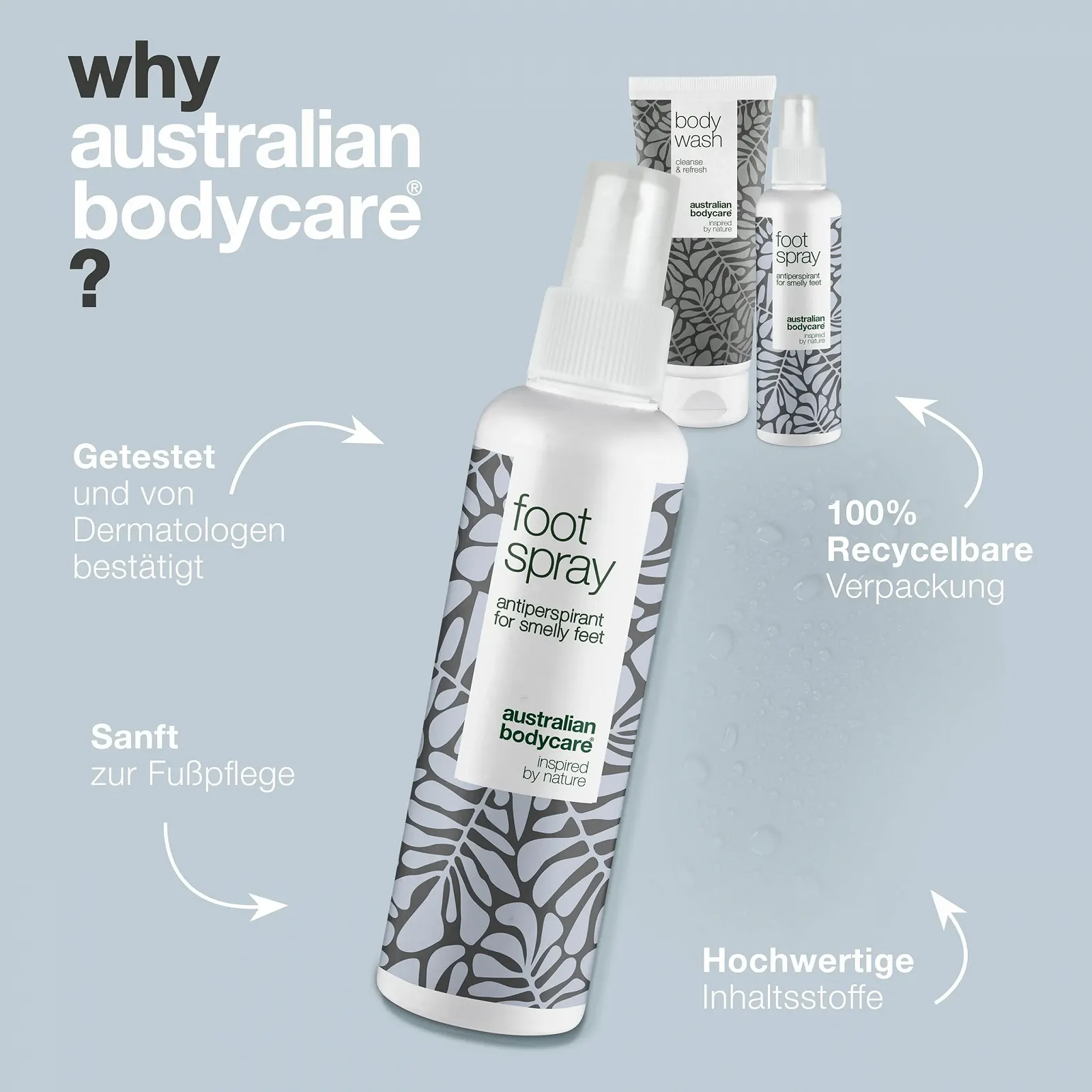 Набор для ухода за ногами Australian Bodycare Tea Tree Oil гель для мытья тела, крем, спрей, противогрибковый, увлажняющий, дезодорирующий, фото №4