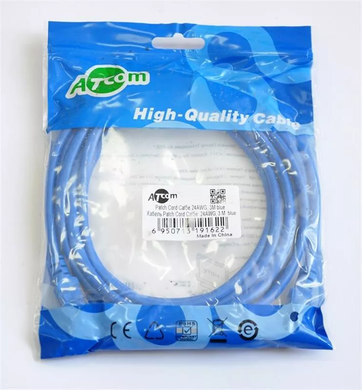 Патч-корд литой UTP RJ45 Cat.5e, 3m синий, фото №2