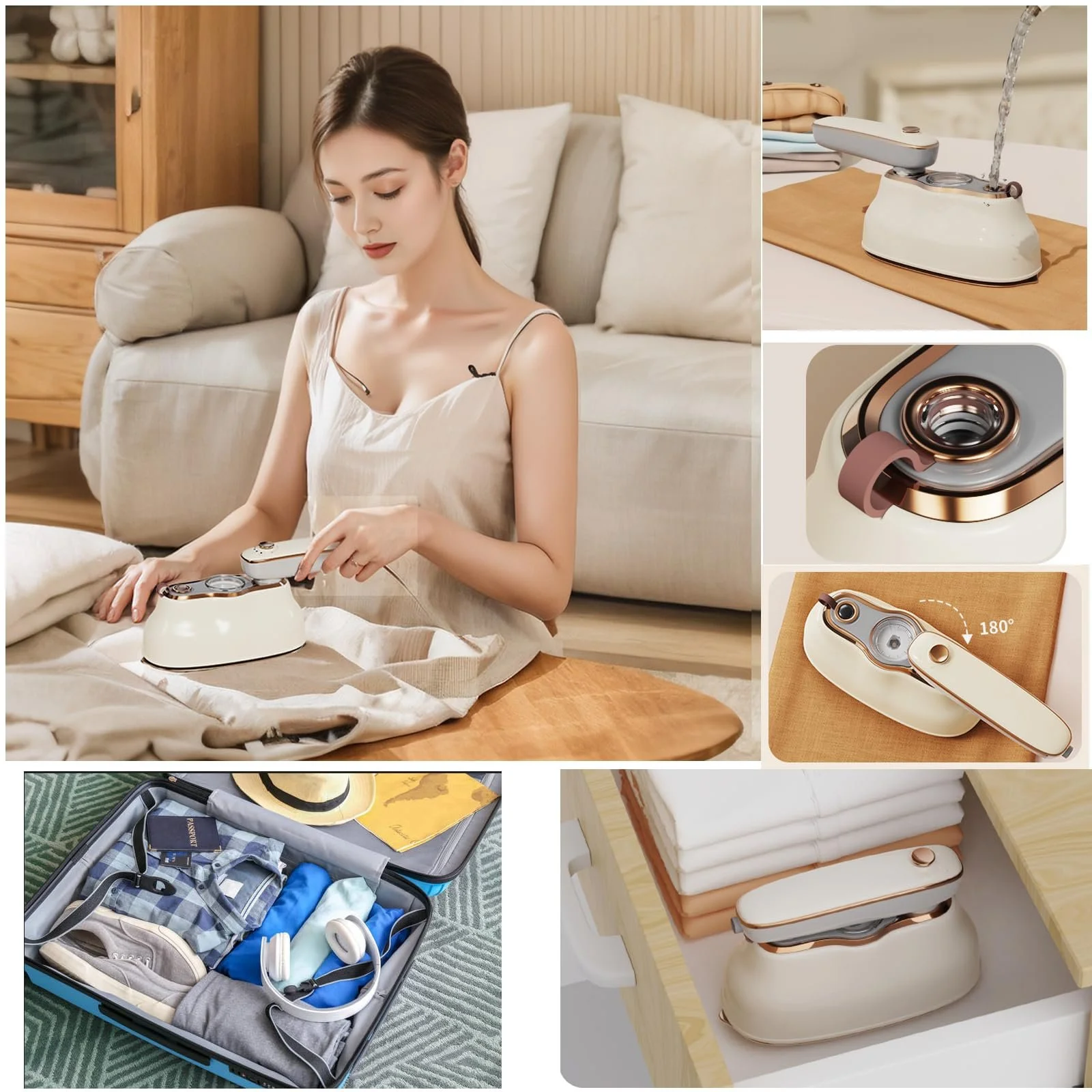 Мініпарова праска 1000 Вт Складана White/Purple, фото №5